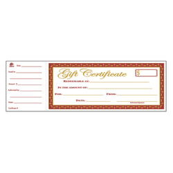 Adams® 1-Part Gift Certificates, 3 1/4" x 10 3/4", White, Pack Of 25
