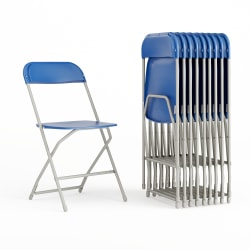 Flash Furniture HERCULES Series Premium Plastic Folding Chairs, Blue, Set Of 10 Chairs