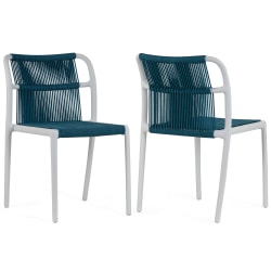 Glamour Home Belden Fabric Dining Accent Chairs, Blue/White, Set Of 2 Chairs