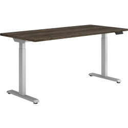 HON® Coze Worksurface With Coordinate Height-Adjustable Base, 48"W, Florence Walnut/Nickel