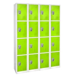 Alpine AdirOffice 4-Tier Steel Lockers, 72"H x 12"W x 12"D, Green, Pack Of 4 Lockers
