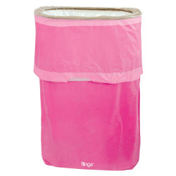 Amscan Pop-Up Plastic Trash Fling Bins, 13 Gallons, Bright Pink, Pack Of 3 Bins