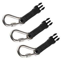 Ergodyne Squids 3025 Retractable Tool Lanyard Accessory Carabiners, 4", Black, Pack Of 3 Carabiners