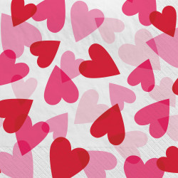 Amscan Valentine’s Day Heart Lunch Napkins, 6-1/2" x 6-1/2", Red/Pink/White, 40 Napkins Per Pack, Set Of 3 Packs