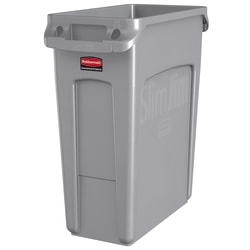 Rubbermaid® Slim Jim® Rectangular Plastic Vented Waste Container, 16 Gallons, 25"H x 11"W x 22"D, Gray