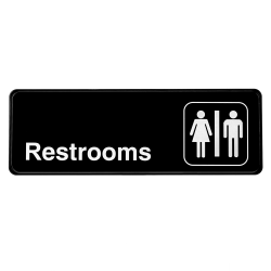 Alpine Unisex Restrooms Signs, 3" x 9", Black/White, Pack Of 15 signs