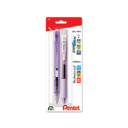 EnerGel-X, Techniclick Pen and Pencil Set, 0.7mm, White/Violet, 2-Pk