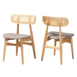 Baxton Studio Tarana 2-Piece Dining Chair Set, Gray/Natural Oak