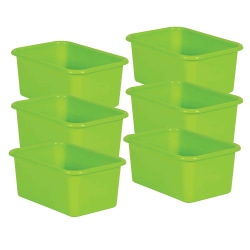 Teacher Created Resources Small Plastic Storage Bins, 5"H x 11-3/8"W x 7-3/4"D, Lime, Pack Of 6