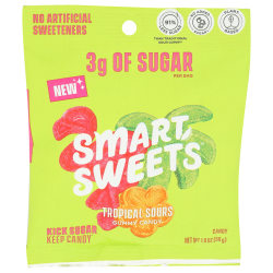 Smart Sweets Tropical Sours Gummy Candy, 1.8 Oz, Total Qty 14