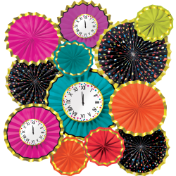 Amscan New Year's Colorful Confetti Fan Decorating Kit, Assorted Colors, Kit Of 12 Pieces