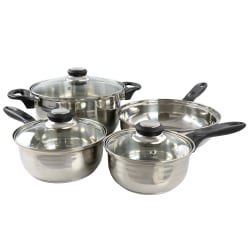 Gibson Home Lybra 7-Piece 2-Tone Polished Stainless Steel Cookware Set, Silver