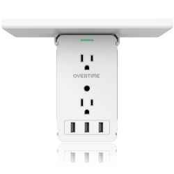 Overtime Multi-Plug Outlet Extender, 5-1/2" x 8" x 3-1/16", White