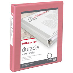 Office Depot® Durable View Binder, 1" Round Rings (175 Sheet Capacity), Coral, 1 Binder