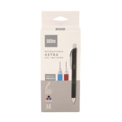 Office Depot® Brand Astra Retractable Gel Ink Pens, Medium Point, 0.7 mm, Assorted Barrel Colors, Assorted Ink Colors, Pack Of 12 Pens