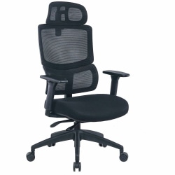 Lorell Ripley High Mesh-Back Chair with Articulating Lumbar Support - High Back - Black - Fabric, Mesh - 1 Each