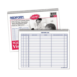 Rediform® Visitor's Log Book, Letter Size (8 1/2" x 11"), 50 Sheets, 50% Recycled, Blue