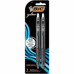BIC® Retractable Gel Pens, Pack Of 2, Medium Point, 0.7 mm, Translucent Barrel, Black Ink