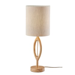 Adesso Mayfair Table Lamp, 27-1/2"H, Light Textured Beige Fabric Shade/Natural Base