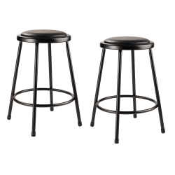 National Public Seating 6400 Series Vinyl-Padded Science Stools, 24"H, Black, Pack Of 2 Stools