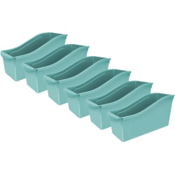 Storex Large Book Bins, 12"H x 5-1/4"W x 7"D, Teal, Pack Of 6 Bins