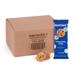 Partake Crunchy Chocolate Chip Cookie Snack Pack, 1.09 Oz, Pack Of 24 Cookies