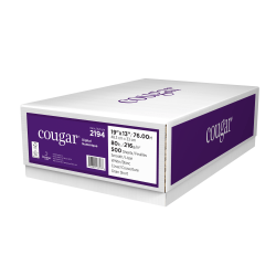 Cougar® Digital Printing Paper, 19" x 13", 98 (U.S.) Brightness, 80 Lb Cover (216 gsm), FSC® Certified, Case Of 500 Sheets