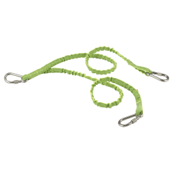 Ergodyne Squids 3311 Twin-Leg Stainless Steel Triple-Carabiner Tool Lanyards, 42", Lime, Pack Of 3 Lanyards