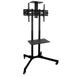 Mount-It! Mobile TV Stand With Rolling Casters And Shelf For 37" - 70" Displays, 70"H x 35"W x 25"D, Black