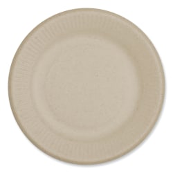 World Centric® Fiber Plates, Ripple Edge, 6-1/8" Diameter, Natural, Pack Of 1,000 Plates