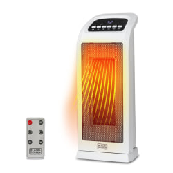 Black+Decker 1500-Watt Oscillating Portable Ceramic Tower Heater, 17-13/16"H x 7"W x 6-1/16"D, White