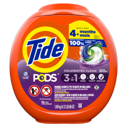 Tide PODS Liquid Laundry Detergent Soap Pacs, Spring Meadow Scent, 66 Oz, 76 Pacs Per Container, Case Of 4 Containers