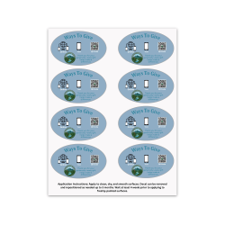 Custom Full Color Repositionable Vinyl Peel-And-Stick Decal Sheets - 4" x 2.5" Small Oval, 8 Decals Per Sheet, 5 Sheets Per Pack, 40 Total Decals