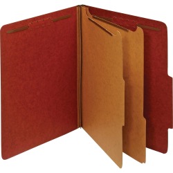Pendaflex® 2-Divider Classification Folders, 2 Fasteners, 2/5" Tab Cut, Right Tab Position, Letter Size, Red, Box Of 10