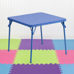 Flash Furniture Kids' Folding Table, Square, 24"W x 24"D, Blue