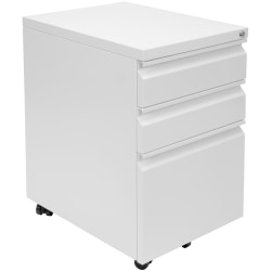 Mount-It! 20"D Vertical 3-Drawer Mobile File Cabinet, White