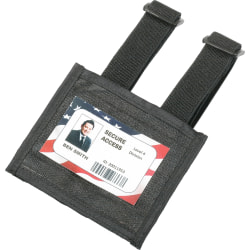 SKILCRAFT® Armband ID Badge Holder - Support 3.75" x 2.63" Media - Vertical - Plastic, Vinyl - Black, Clear - 1 Each - TAA Compliant