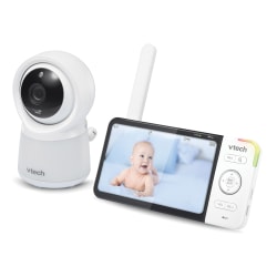 VTech RM5754HD Smart Wi-Fi 1080p Video Baby Monitor System With 5" Display, Night-Light And Remote Access, 3.63"H x 6.56"W x 1.15"D, White