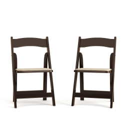 Flash Furniture HERCULES Series Wood Folding Chairs With Vinyl Padded Seats, Fruitwood, Pack Of 2 Chairs