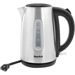 Starfrit 1.7L Electric Kettle - 1500 W - 1.80 quart - Stainless Steel, Black, Silver