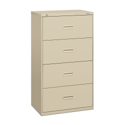 basyx by HON® 400 30"W x 19-1/4"D Lateral 4-Drawer File Cabinet, Putty