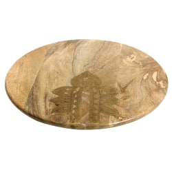 Cravings By Chrissy Teigen Round Mango Wood Lazy Susan With Metal Inlay, 16", Brown