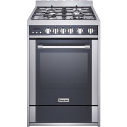 Magic Chef 24-Inch Freestanding Gas Range - 24" - Single Oven x Oven(s) - 4 x Cooking Element(s) - Gas Burner - 2.73 ft³ Primary Oven - Convection Primary Oven - Gas Oven - LPG Convertible - Electronic Clock/Timer - Freestanding - Stainless Steel