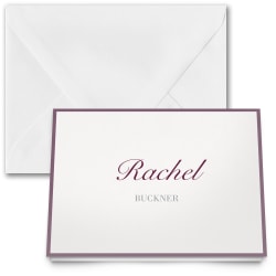 Custom Premium Stationery Folded Note Cards, 5-1/2" x 4-1/4", Edged In White, Box Of 25 Cards