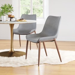 Zuo Magnus Dining Accent Chairs, Slate Gray/Walnut, Set Of 2 Chairs