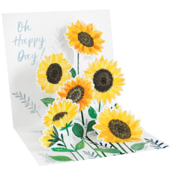 Up With Paper Summer Pop-Up Greeting Card With Envelope, Half Fold, 5-1/4" x 5-1/4", Sunflowers
