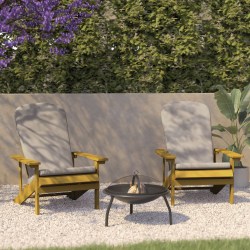 Flash Furniture Charlestown All-Weather Outdoor Furniture Adirondack Chairs With Cushions, Cream/Gray, Set Of 2 Chairs