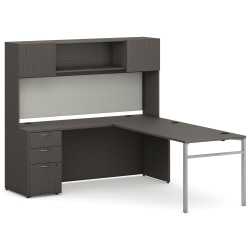 HON® Mod 72"W Executive Workstation With Storage, 72"W, Slate Teak/Cool Neutral/Silver