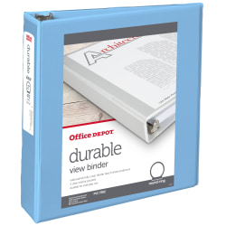 Office Depot® Brand Durable View 3-Ring Binder, 2" Round Rings, 49% Recycled, Light Blue