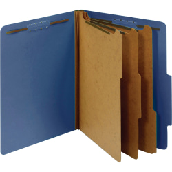 Pendaflex® 3-Divider Classification Folders, 5 Fasteners, 2/5" Tab Cut, Right Tab Position, Letter Size, Dark Blue, Box Of 10